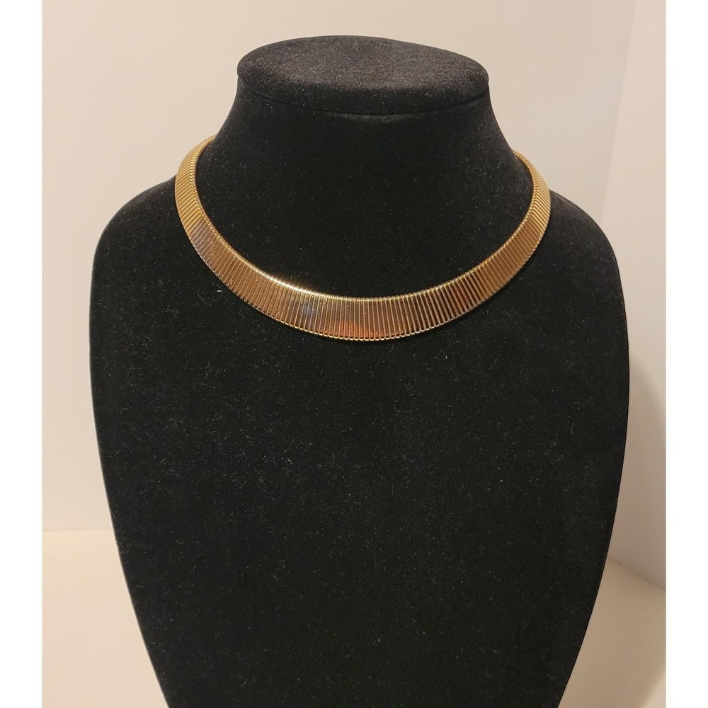 Vintage 80's Park Lane Omega 17" Graduated Collar Choker Necklace Gold Clasp